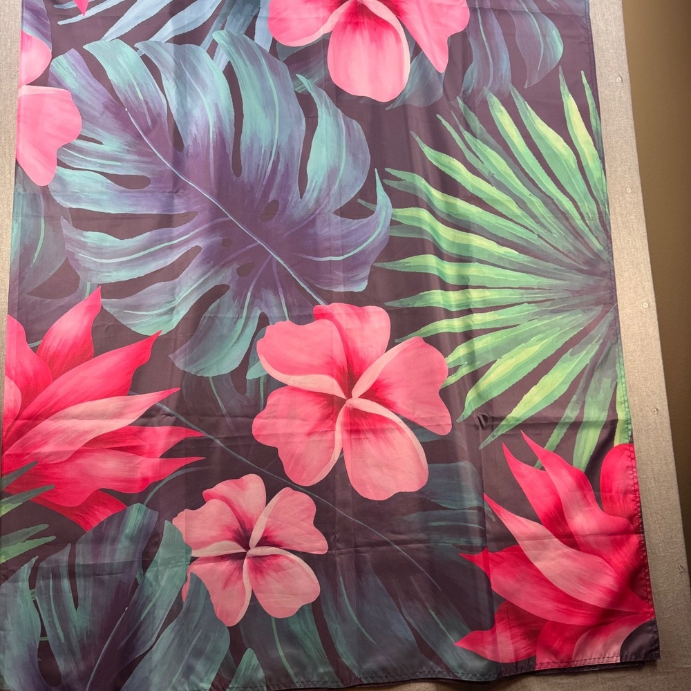 Tropical Floral Rectangle Tablecloth 60x82‎ Black Pink Green Unlined Summer